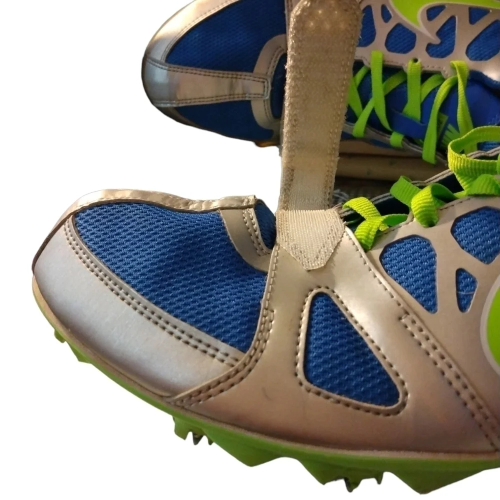 Nike Zoom Rival Sprint Blue, Silver, & Bright Green Men's Shoes (Cleats) 11.5